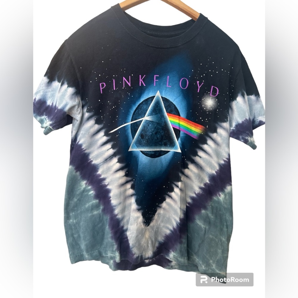 2005 Liquid Blue Pink Floyd T-Shirt Adult small Tie Dye Black/Blue